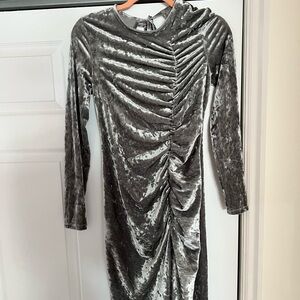 Future Collective Velvet Long-Sleeve Ruched Midi Dress